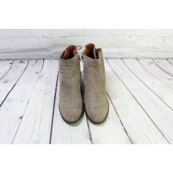 Lucky Brand Brown Suede Side Zip Round Toe Ankle Heeled Booties Size 8 M - Picture 5 of 10